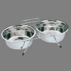 COMEDERO PERROS INOX DOBLE CON SOPORTE M